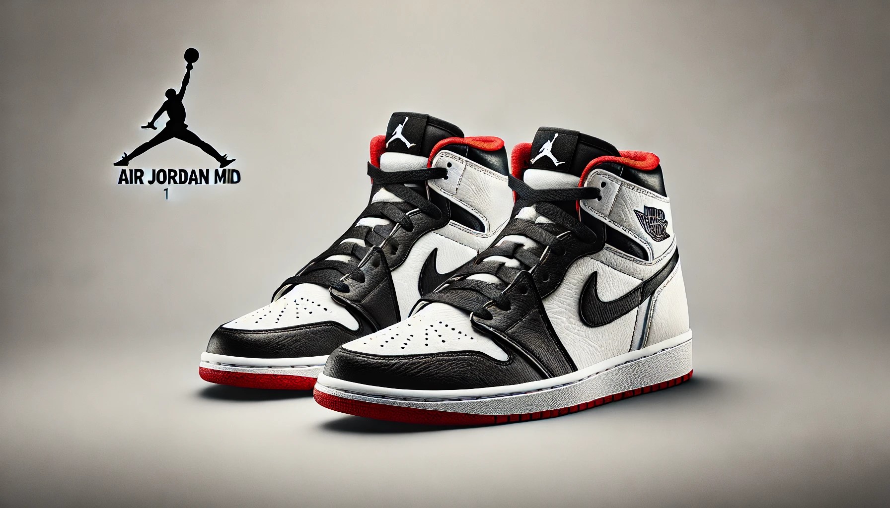 Air jordan 1 mid white black red široko